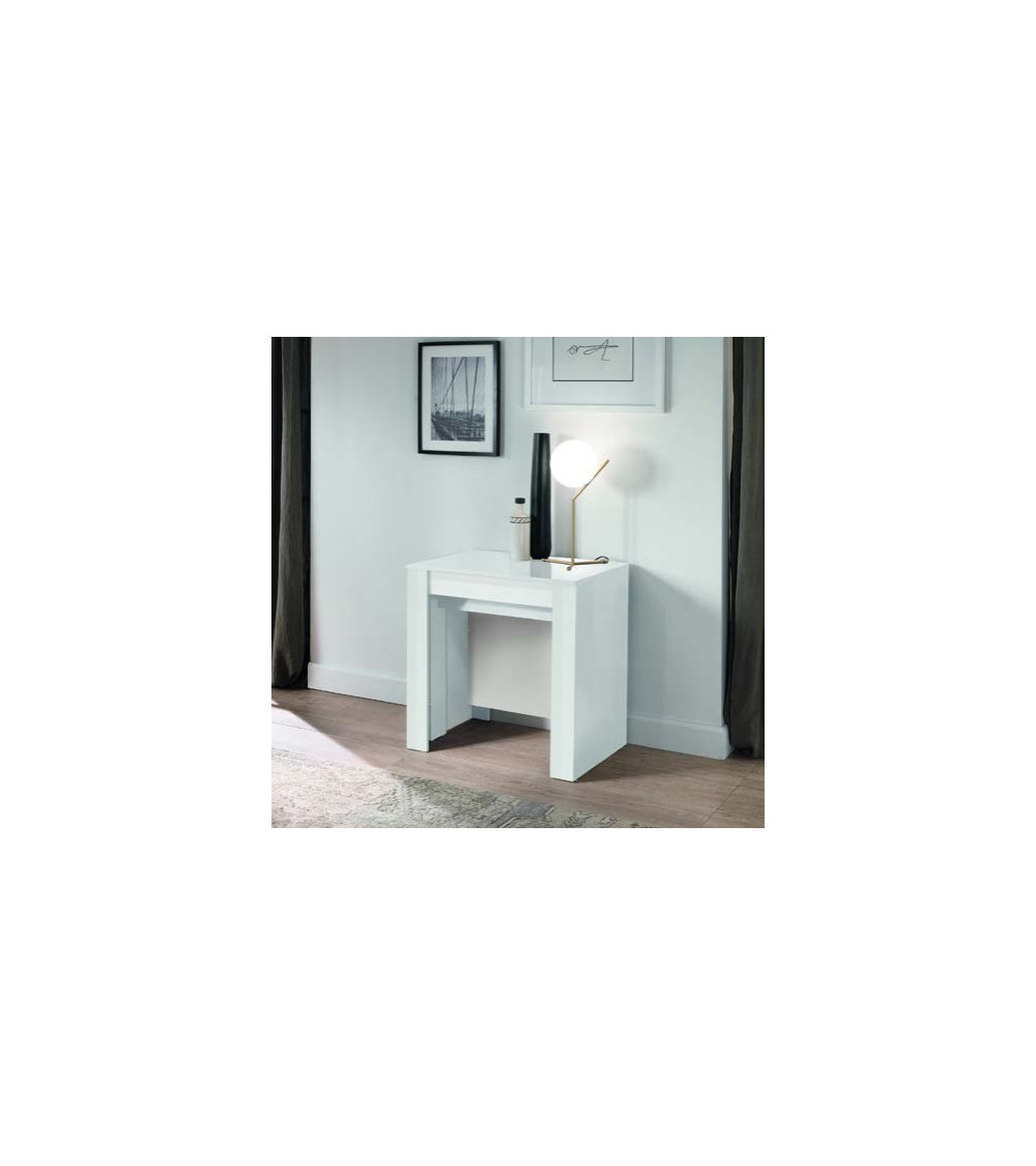Table/console extensible 54-252 cm blanc laqué