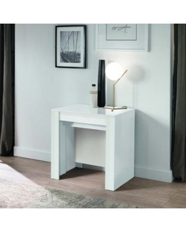 Table/console extensible 54-252 cm blanc laqué