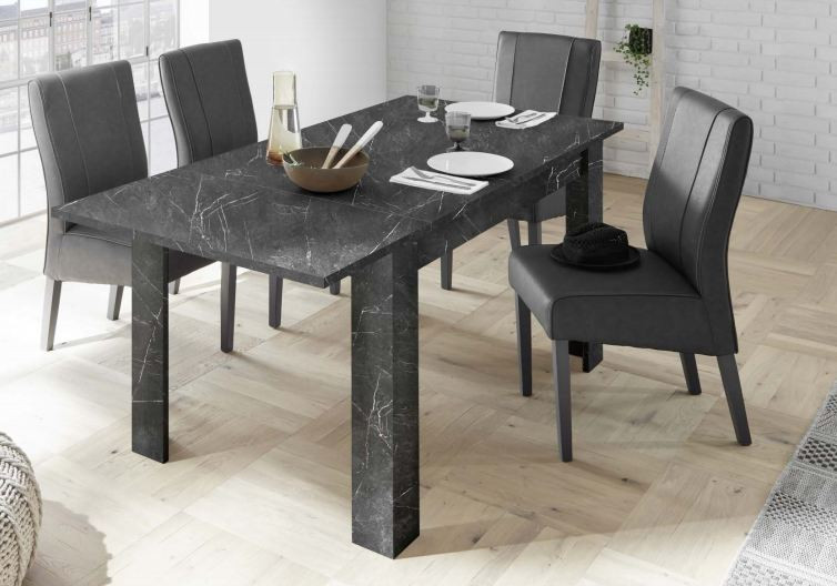 Table à manger extensible VISCONTI finition marbre noir 137-185/79