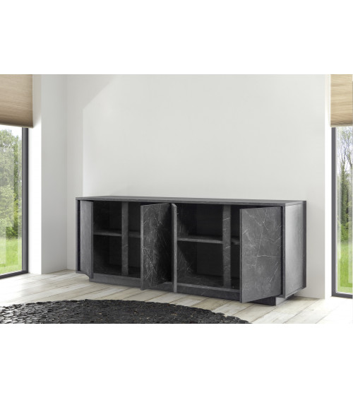 Buffet VISCONTI finition marbre noir 160 cm