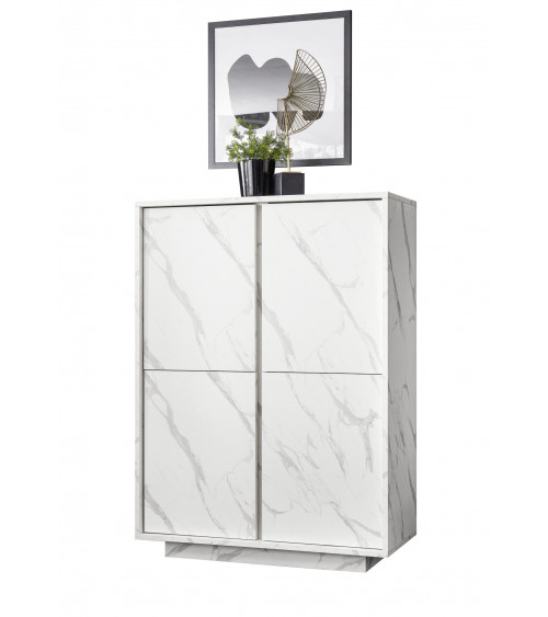 Argentier 4 portes BASIC finition blanc-chêne péro 102x163 cm