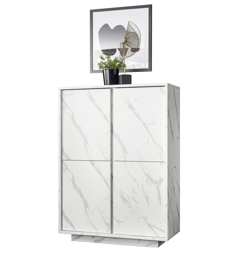 Argentier 4 portes BASIC finition blanc-chêne péro 102x163 cm Argentier 4 portes BASIC finition blanc-chêne péro 102x163 cm