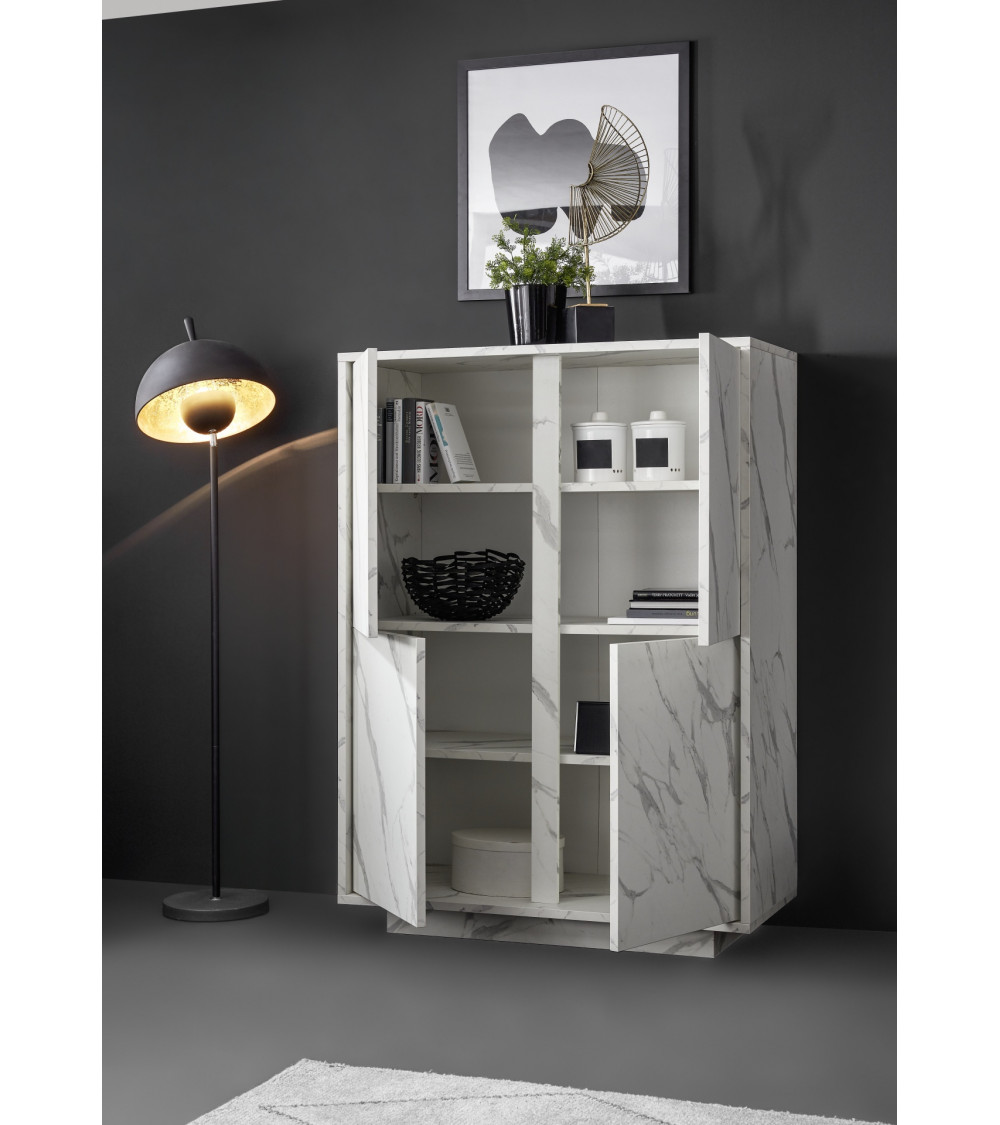 Argentier 4 portes BASIC finition blanc-chêne péro 102x163 cm Argentier 4 portes BASIC finition blanc-chêne péro 102x163 cm