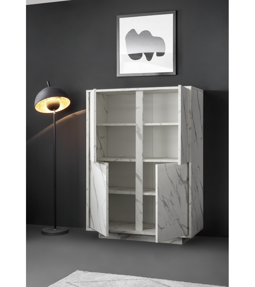 Argentier 4 portes BASIC finition blanc-chêne péro 102x163 cm Argentier 4 portes BASIC finition blanc-chêne péro 102x163 cm