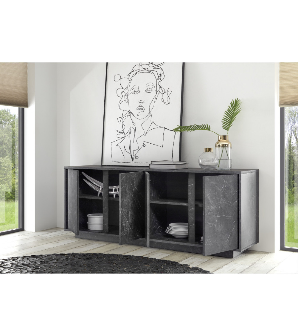 Buffet VISCONTI finition marbre noir 160 cm Buffet VISCONTI finition marbre noir 160 cm