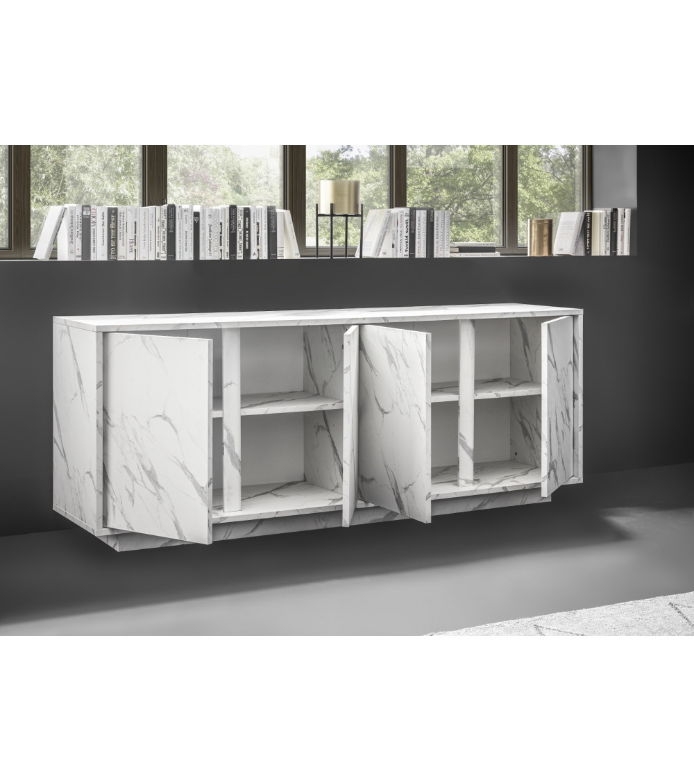 Buffet VISCONTI finition marbre blanc 160 cm Buffet VISCONTI finition marbre blanc 160 cm