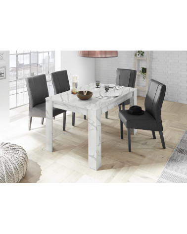 Table à manger extensible VISCONTI finition marbre blanc 137-185/79/90 cm