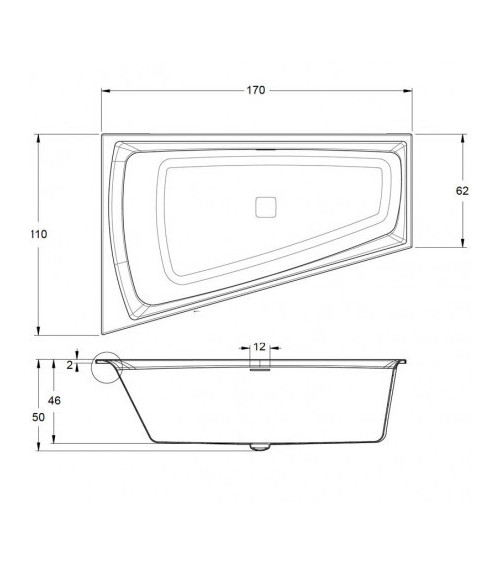 Bagno di wonny 170 x 110 cm versione sinistra