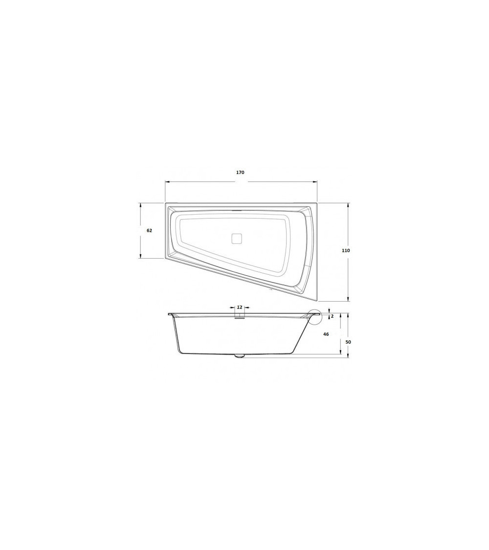 Bagno di wonny 170 x 110 cm versione destra