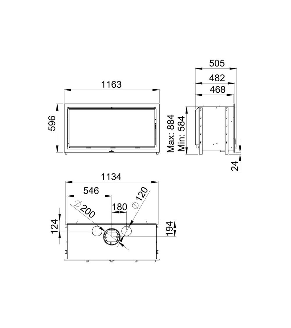 Insert cheminée à bois BOMA 16 KW double face avec turbines