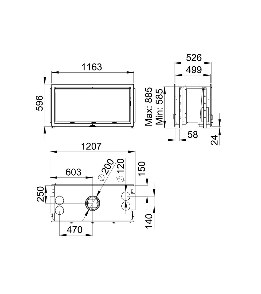 Insert cheminée à bois BOMA 16 KW double face avec turbines