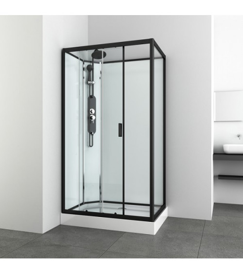 Cabina de ducha completa Vitamine Black 2.0 Atrium (85 x 115 x 215 cm,  Negro Gris Plata)