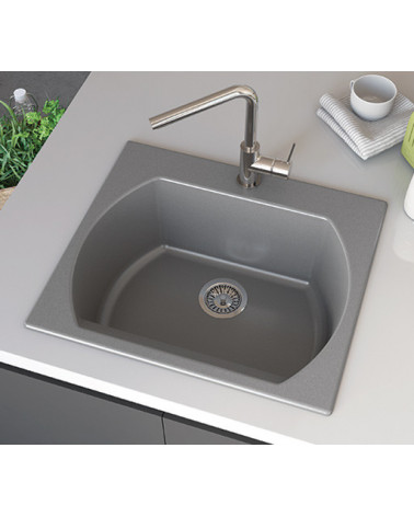 Evier simple Americano 635 x 559 x 221mm Gris argénté