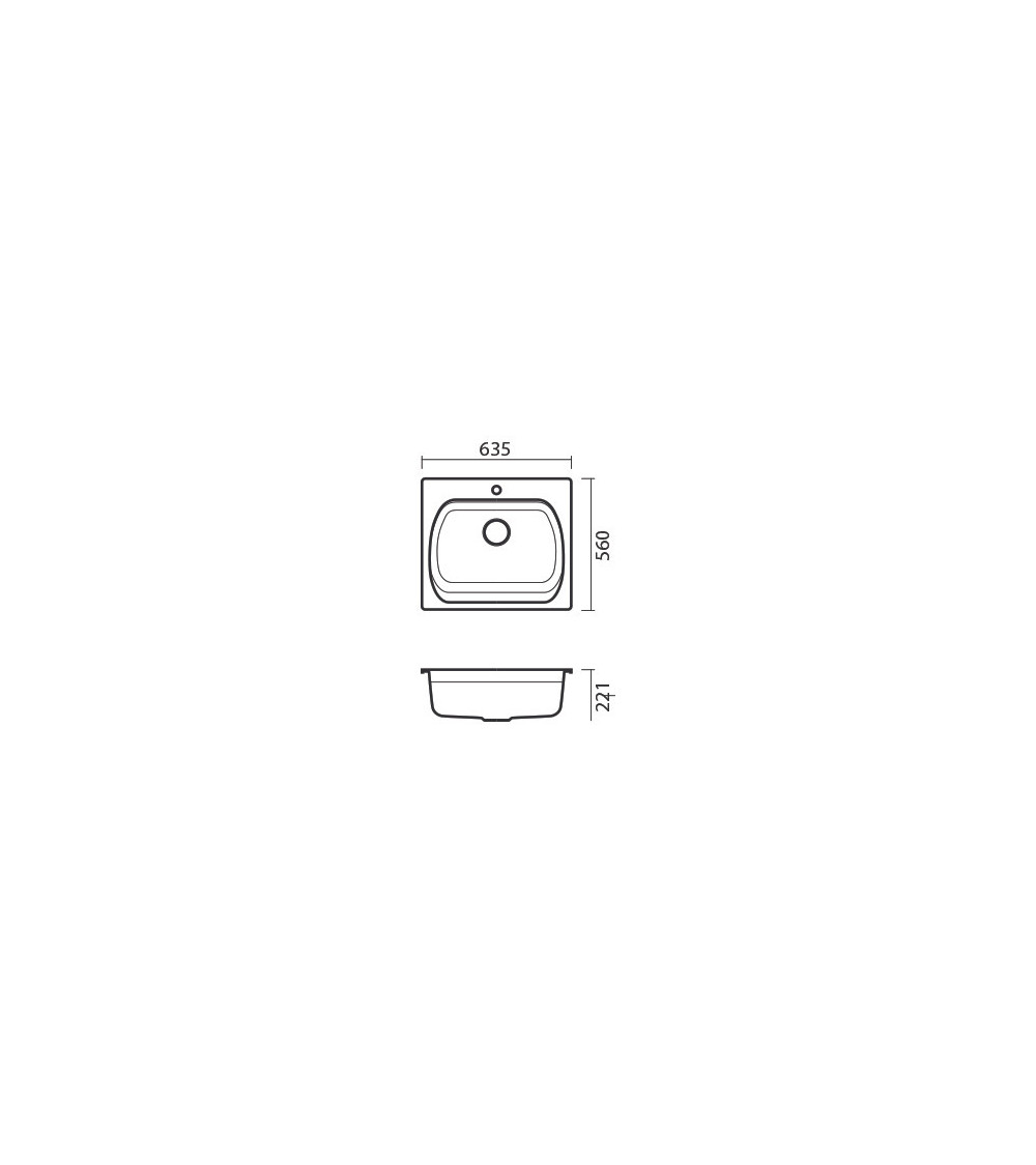 Evier simple Americano 635 x 559 x 221mm anthracite