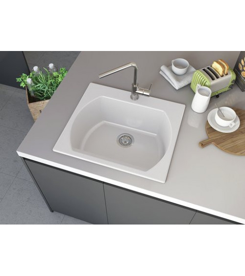 Evier simple Americano II 635 x 559 x 221mm BLANC