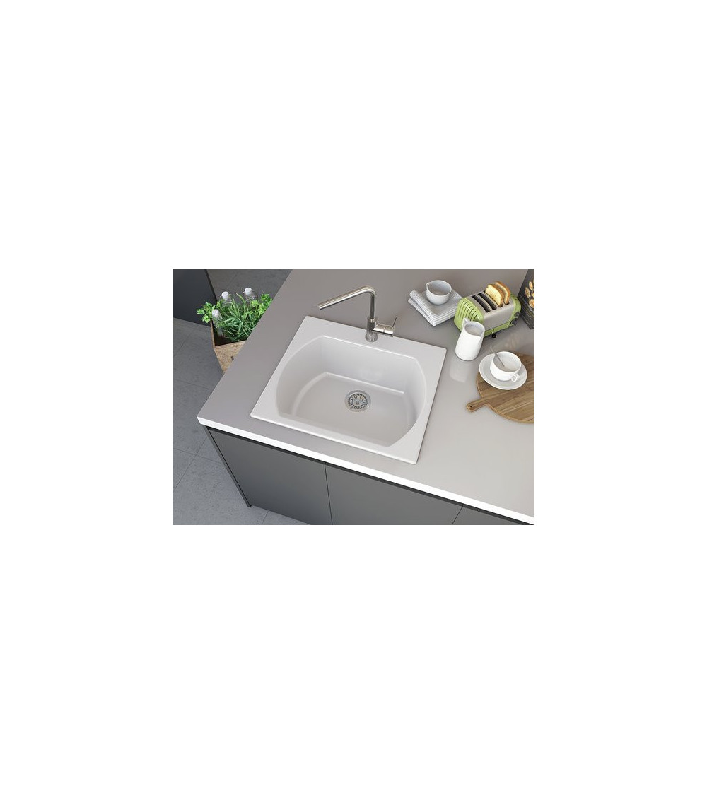 Evier simple Americano II 635 x 559 x 221mm BLANC