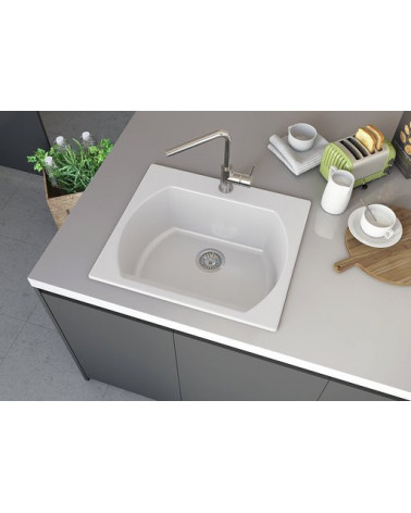 Evier simple Americano II 635 x 559 x 221mm BLANC