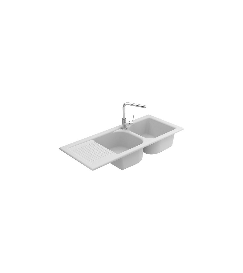 Evier double Molino avec égouttoir 1160 x 500 x 210mm Evier double Molino avec égouttoir 1160 x 500 x 210mm