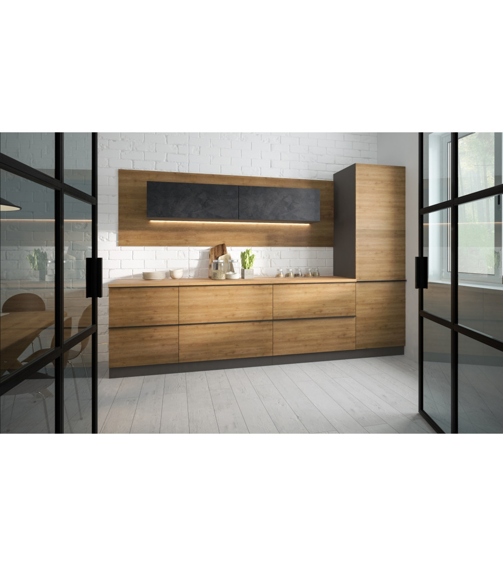 Conjunto muebles de cocina de esquina GAMMA FRAME wengé-chêne