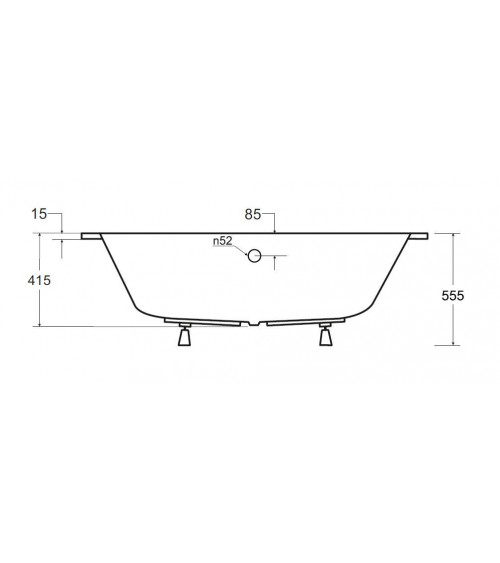 Bañera asimétrica de INTEGRA 150/170 x 75 cm con barrera de la bañera