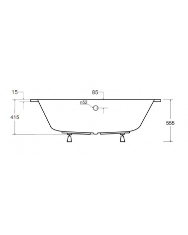 Bañera asimétrica de INTEGRA 150/170 x 75 cm con barrera de la bañera