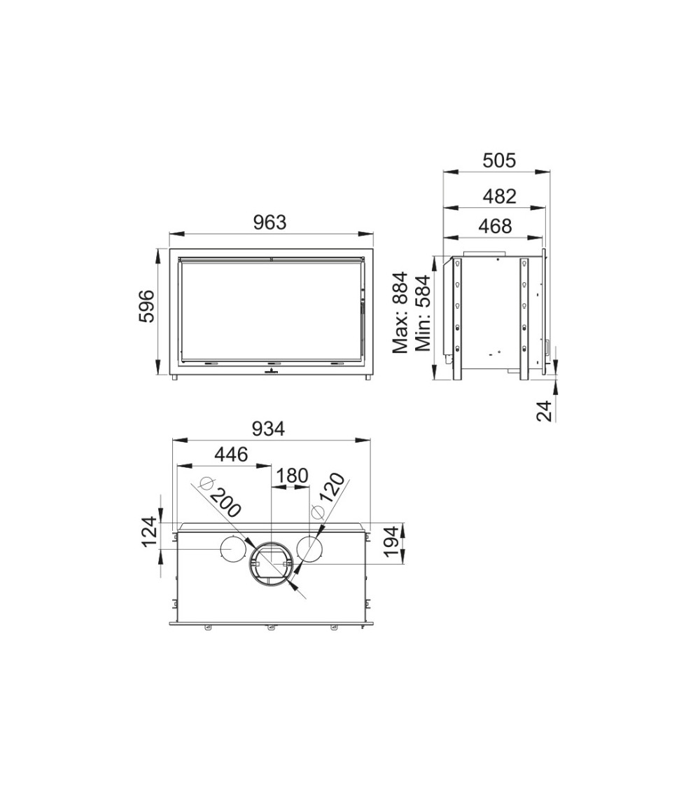 Insert cheminée à bois BOMA 16 KW double face avec turbines