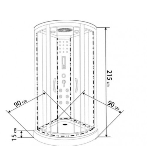 Cabine de Douche Hammam KORONA II, 90*90*215cm