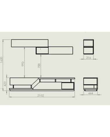 Ensemble meuble TV MOONSTONE Noyer - blanc