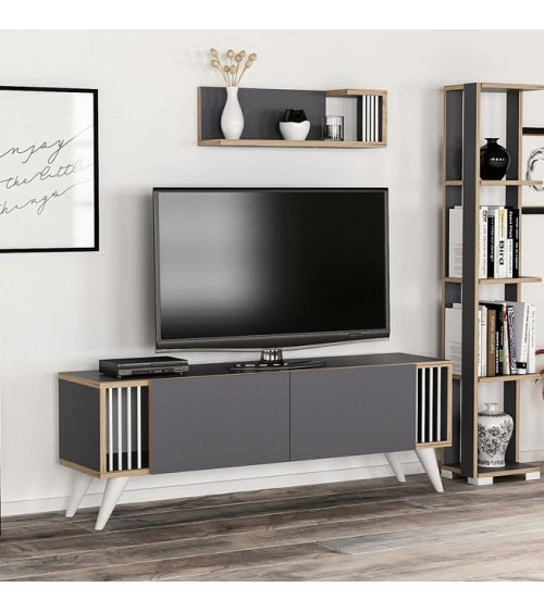 Ensemble meuble TV TESLI Anthracite