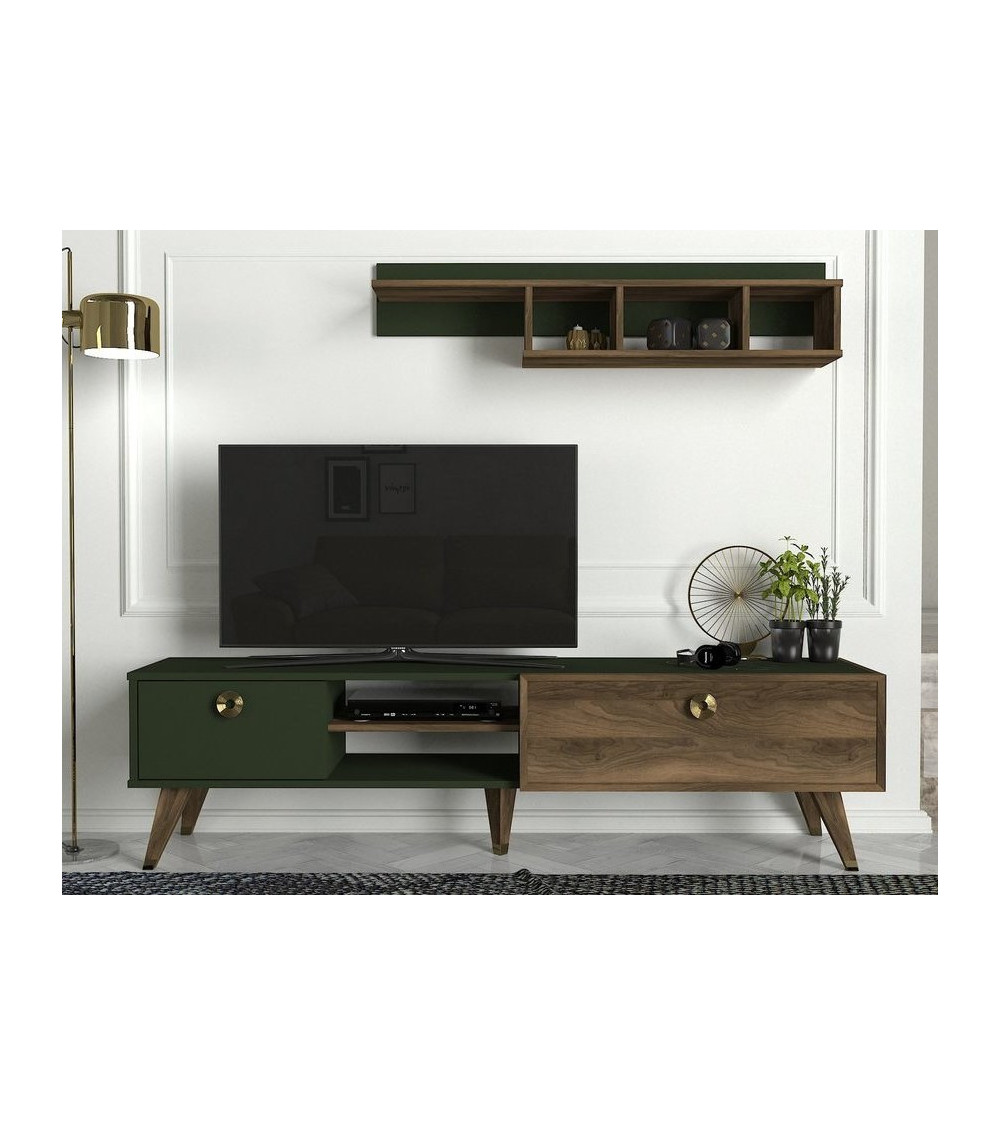 Set di porta TV HERON 180 cm in legno e verde - soggiorno decorazione