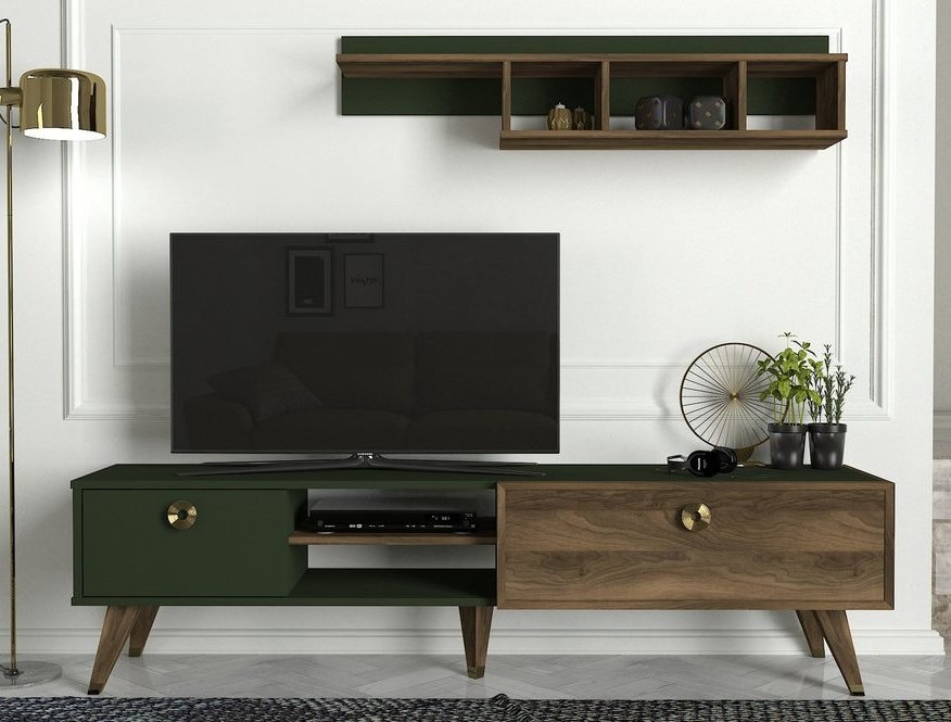 Set di porta TV HERON 180 cm in legno e verde - soggiorno decorazione