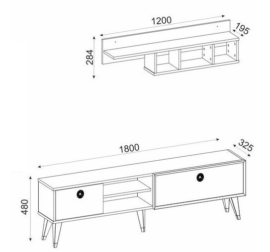 Set di porta TV HERON 180 cm in legno e verde - soggiorno decorazione