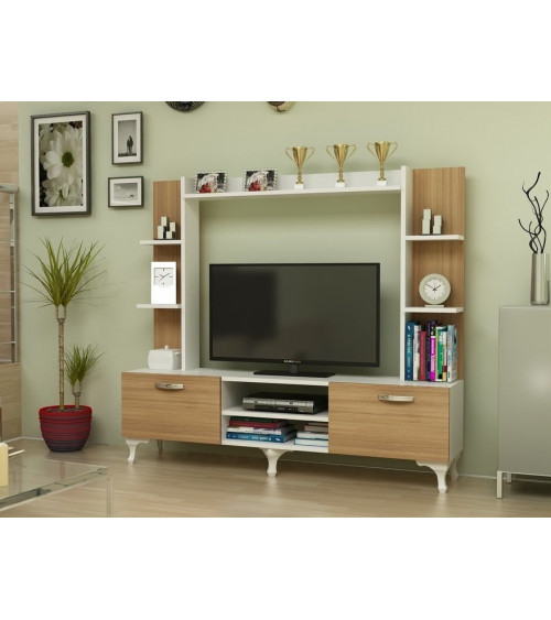 Ensemble meuble TV RENA Hêtre - blanc