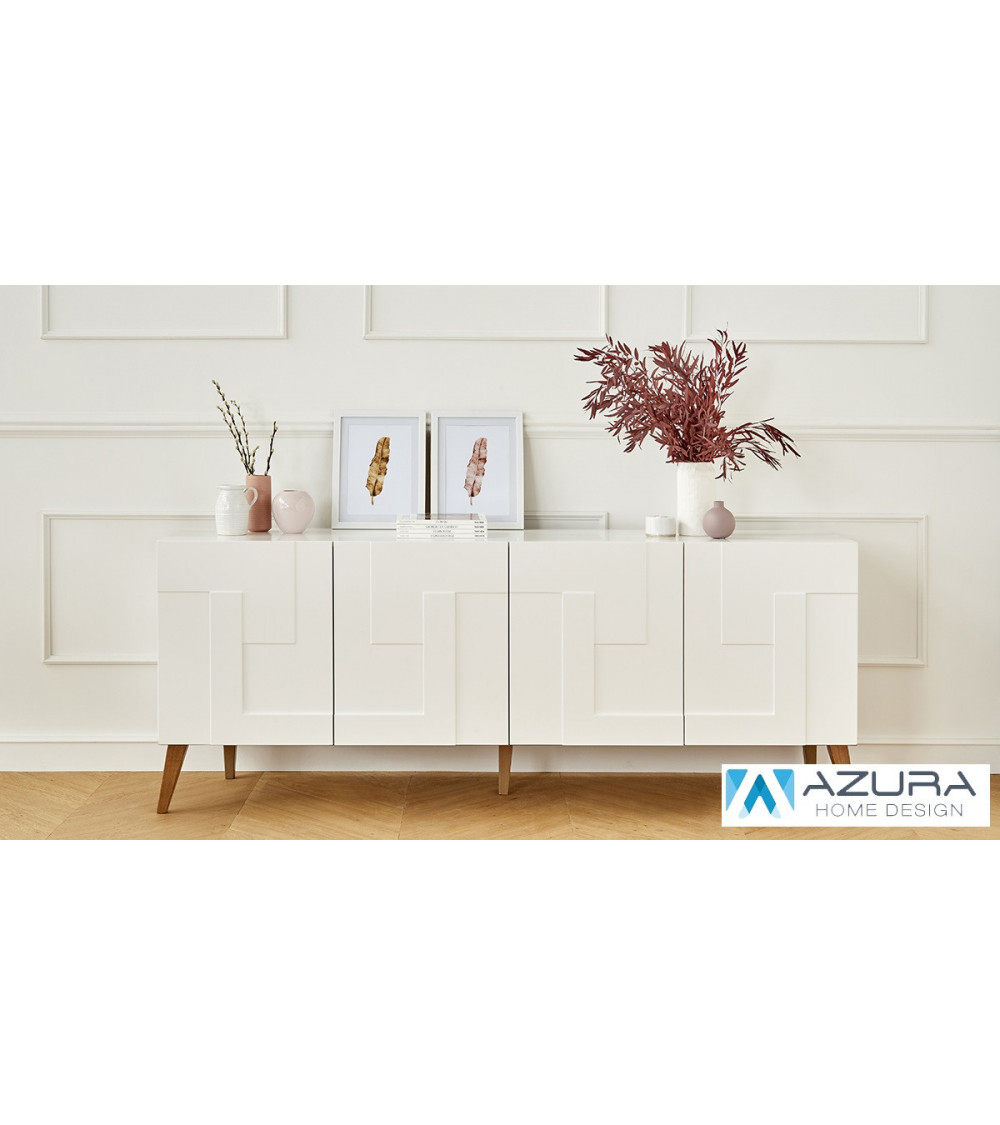 Mini Credenza Moderna Mobile Soggiorno Contenitore Bianco e Cemento