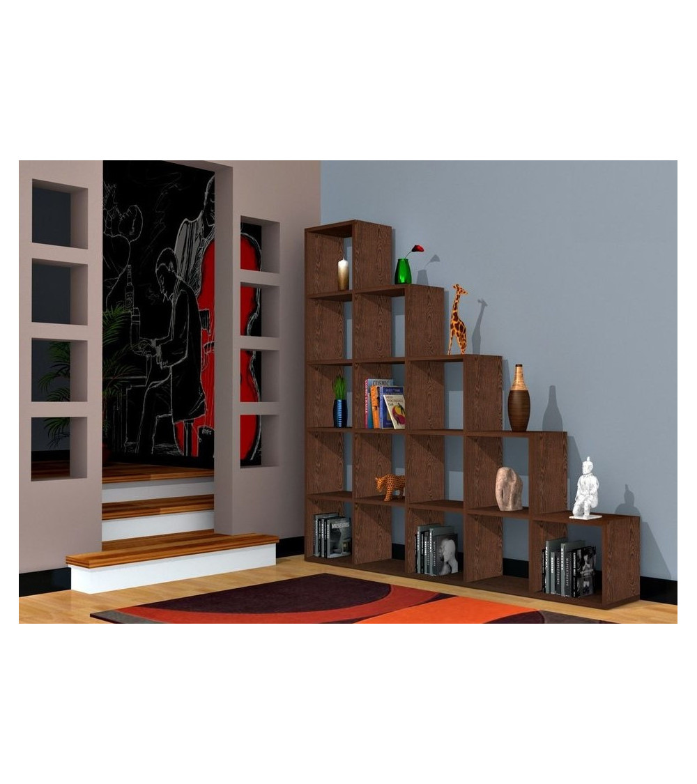 Librería de madera 4 estantes Estante wengué L 40 x H 29 x H 132