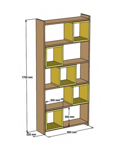 Bibliothèque BOX Noyer - crème