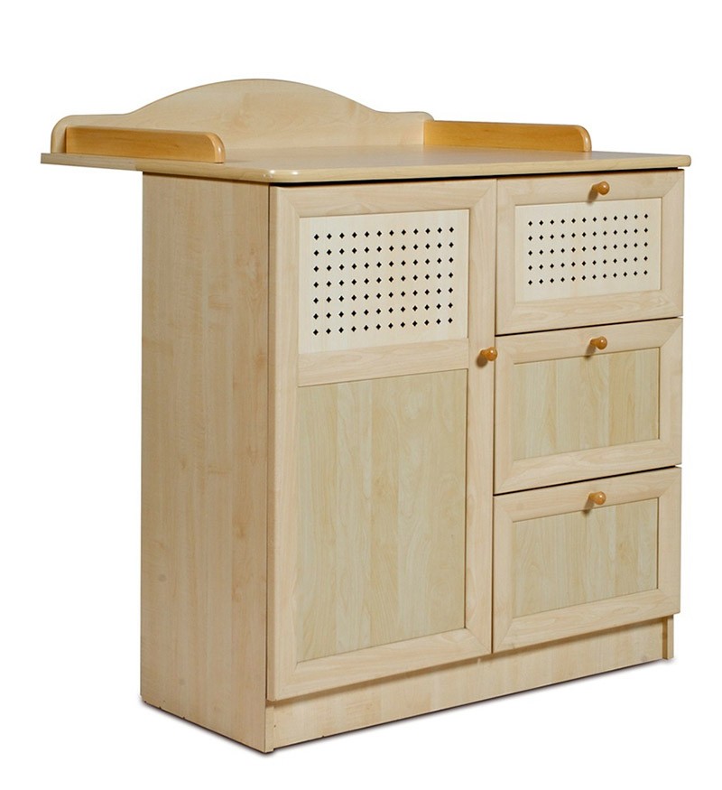 Commode avec plan à langer amovible, 3 tiroirs, 1 porte et 3 étagères