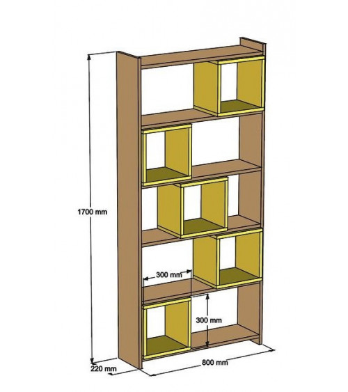 Bibliothèque BOX Noyer - jaune