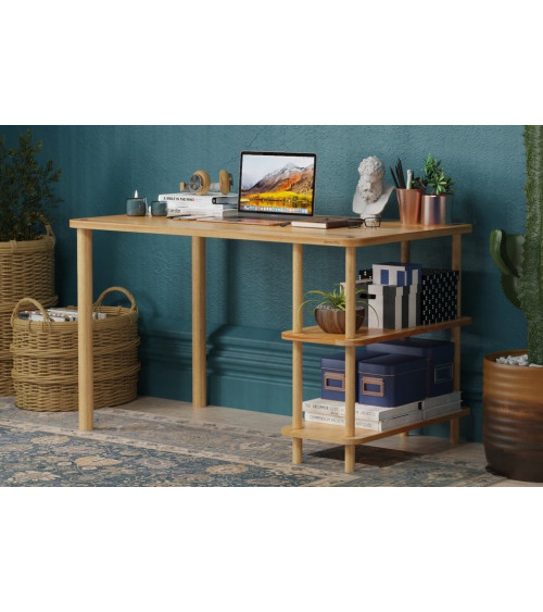 Bureau / Console Extensible 99 cm chêne canadian-blanc artik