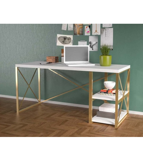 Bureau d'angle modulable avec rangement - 4 positions de montage