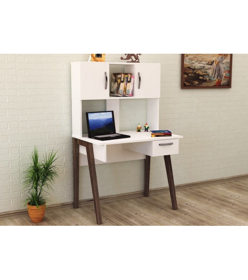 Bureau KALENDER 90 CM Blanc - noyer