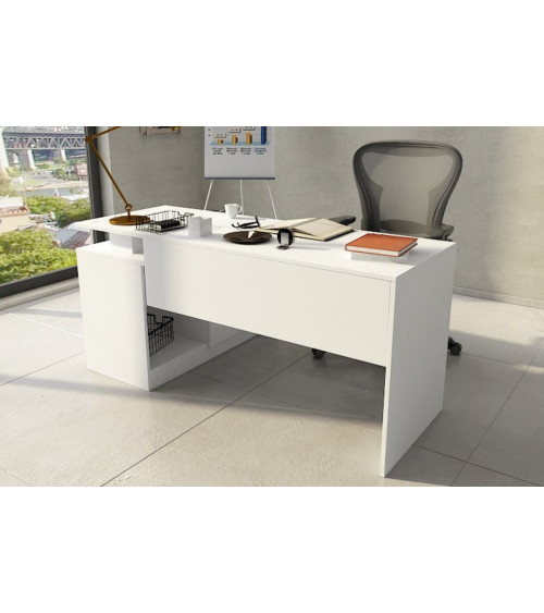 Console Extensible En Bureau Blanc Arctique/chêne Linia - Table