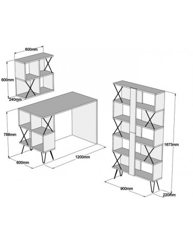 Ensemble bureau, étagère et bibliotèque TAKIMI Crème