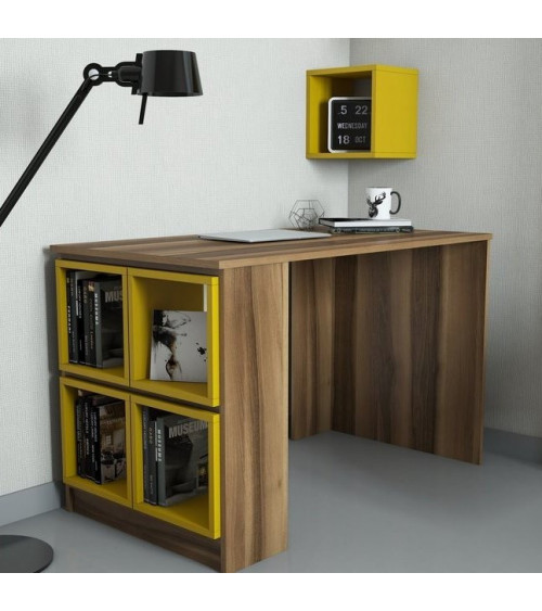 Bureau BOX Noyer - jaune