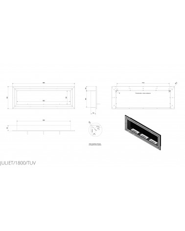 Caminetto a bioetanolo JULIET 180 cm