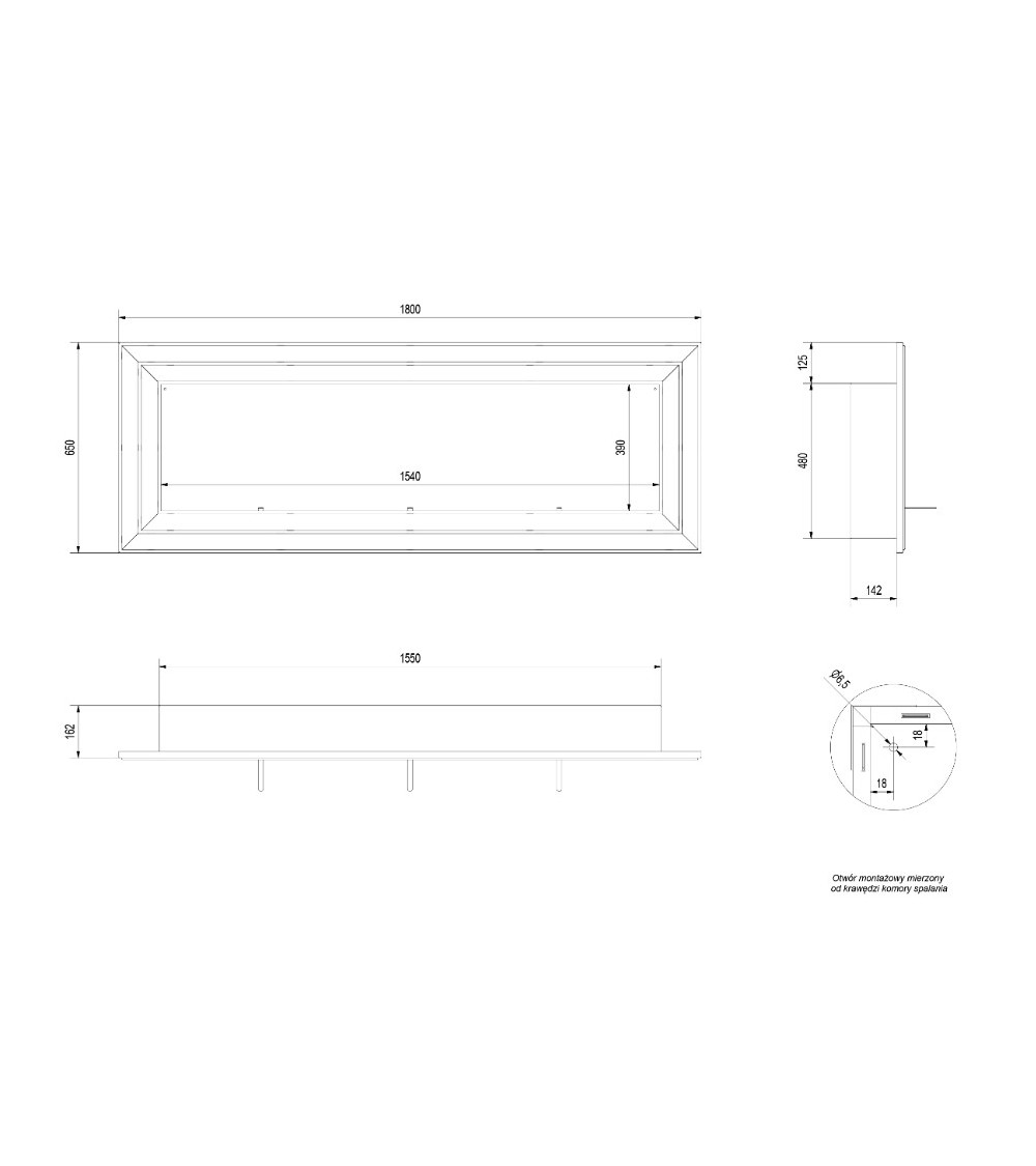 Cheminée bio-éthanol delta d'angle 70 cm