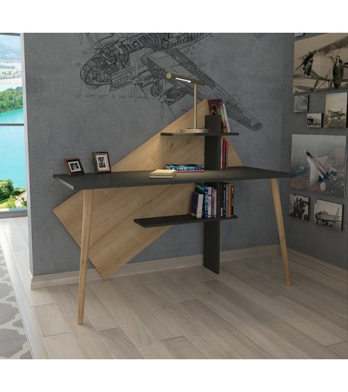 Bureau WIND Anthracite - chêne