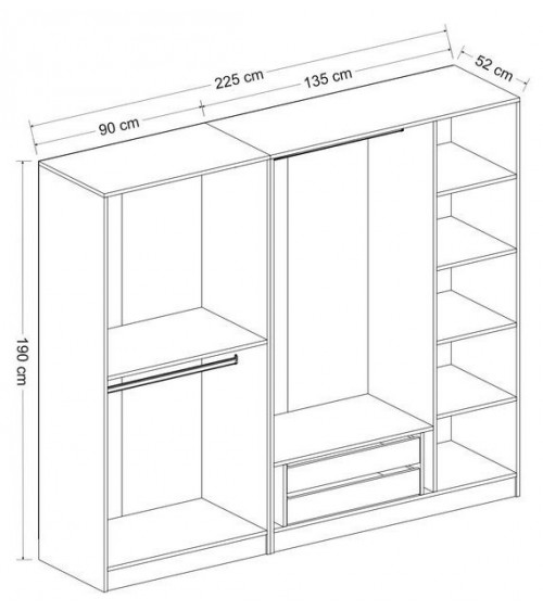Armoire MINAR Noyer 225 x 52 x 190 CM