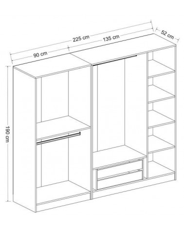 Armoire MINAR Noyer 225 x 52 x 190 CM