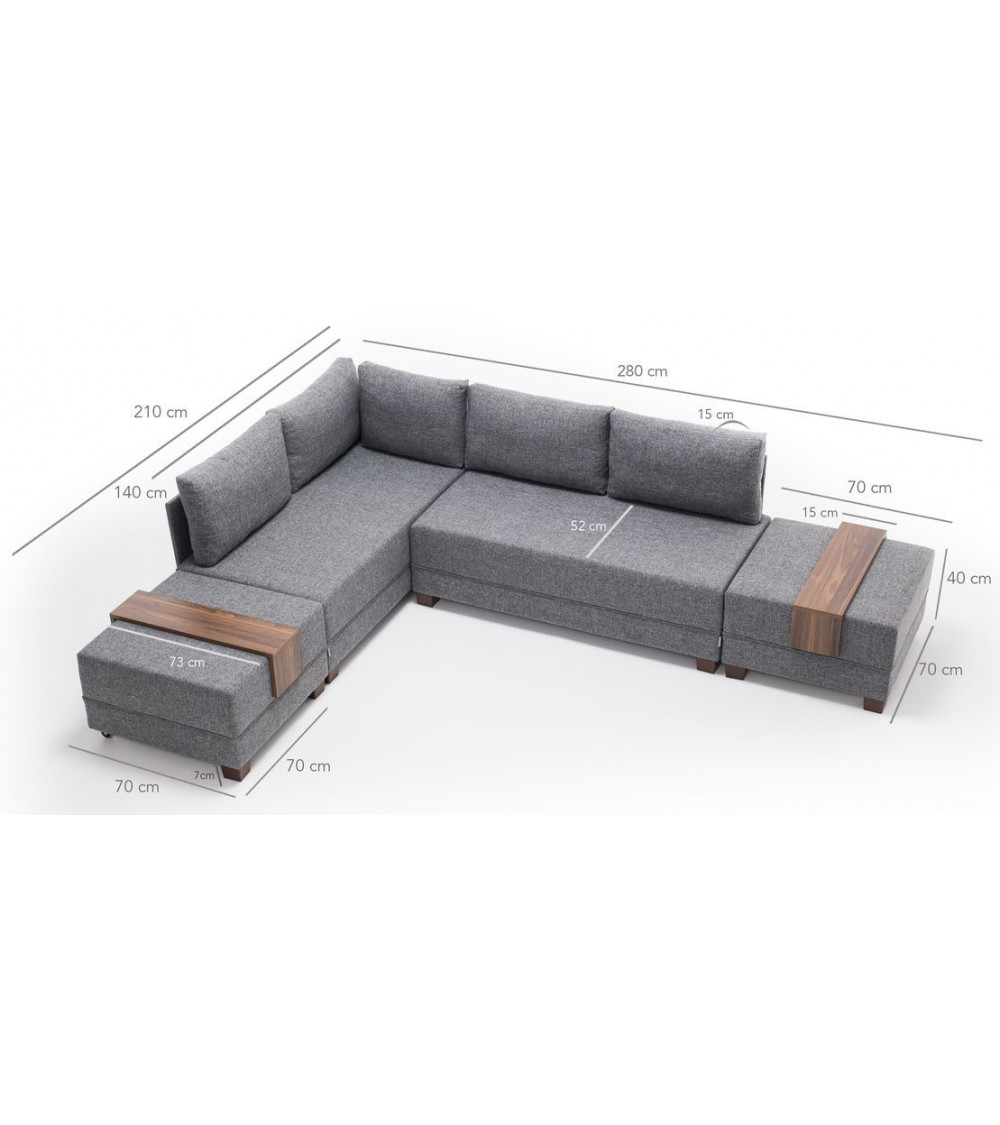 Canapé d'angle reversible convertible Fly 280 x 210 CM